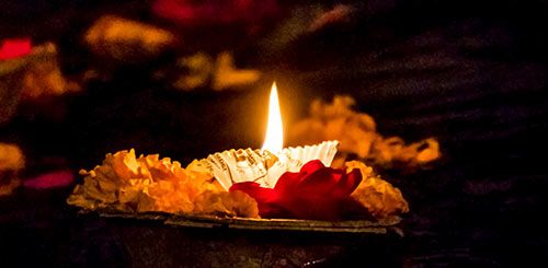 Candle and Flowers